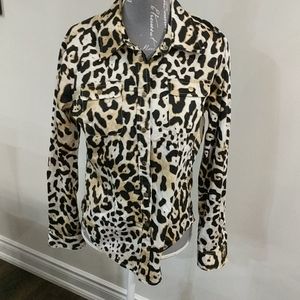 Jones New York Petite Leopard Button up